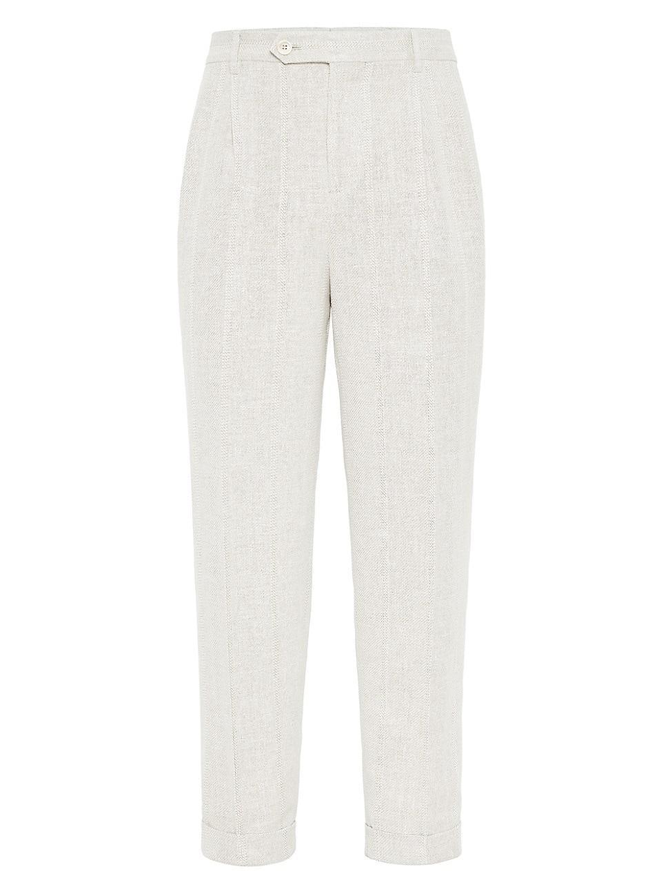 Mens Textured Chalk Stripe Easy Fit Trousers Product Image