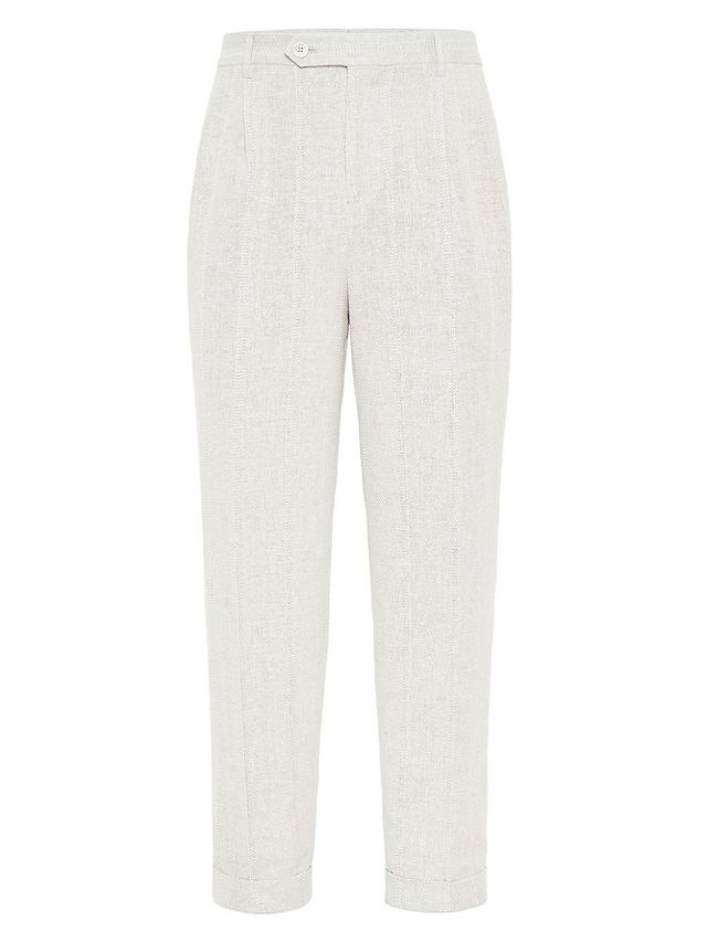 Mens Textured Chalk Stripe Easy Fit Trousers Product Image