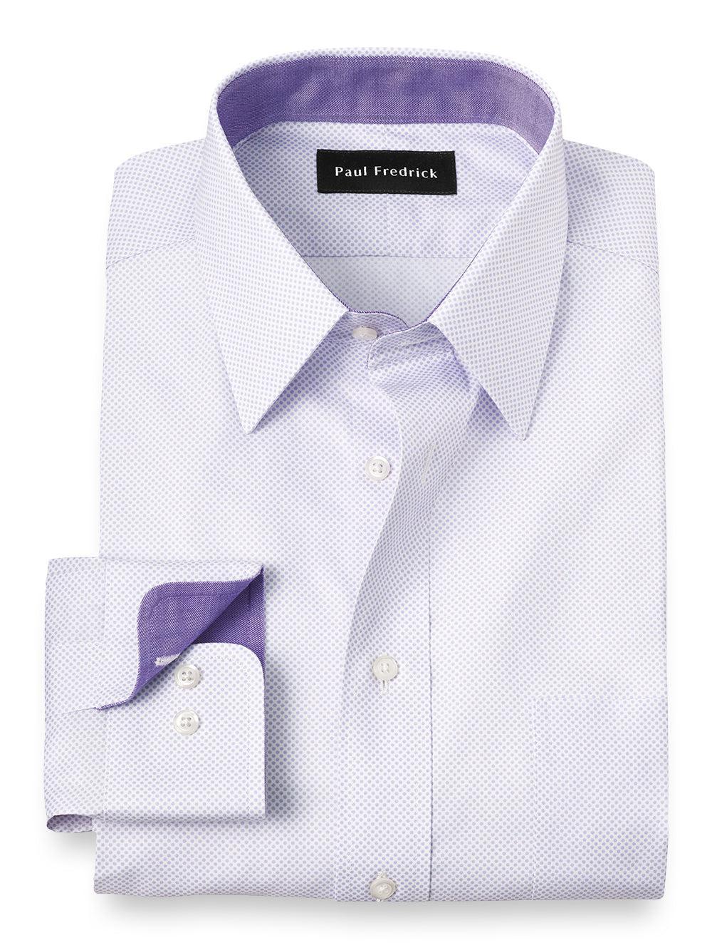 Non-iron Cotton Circle Print Dress Shirt With Contrast Trim Product Image