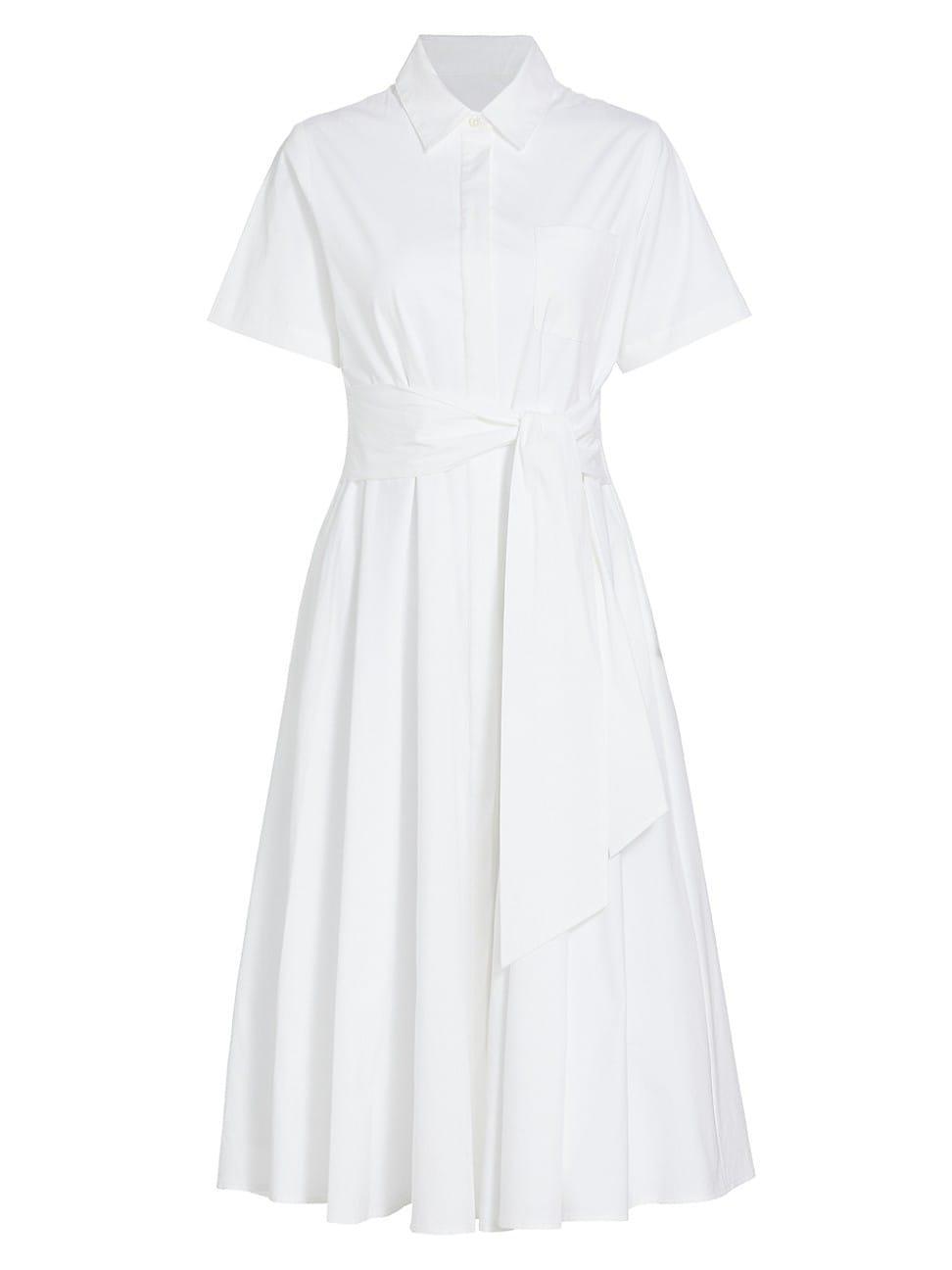 Womens Megan Tie-Waist Cotton Midi-Dress Product Image