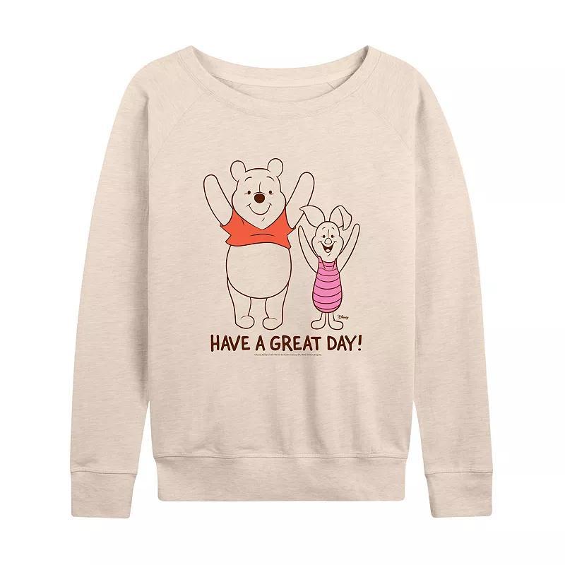 Disneys Winnie the Pooh Piglet & Pooh Womens Have A Great Day Lightweight French Terry Sweatshirt, Girls Product Image