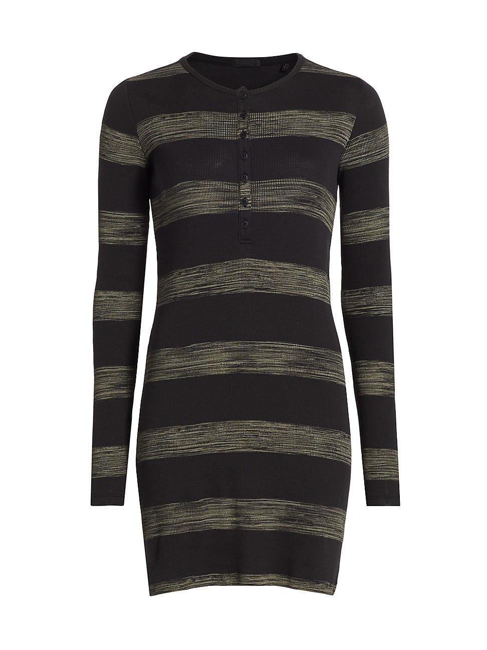 Womens Rib-Knit Henley Minidress Product Image