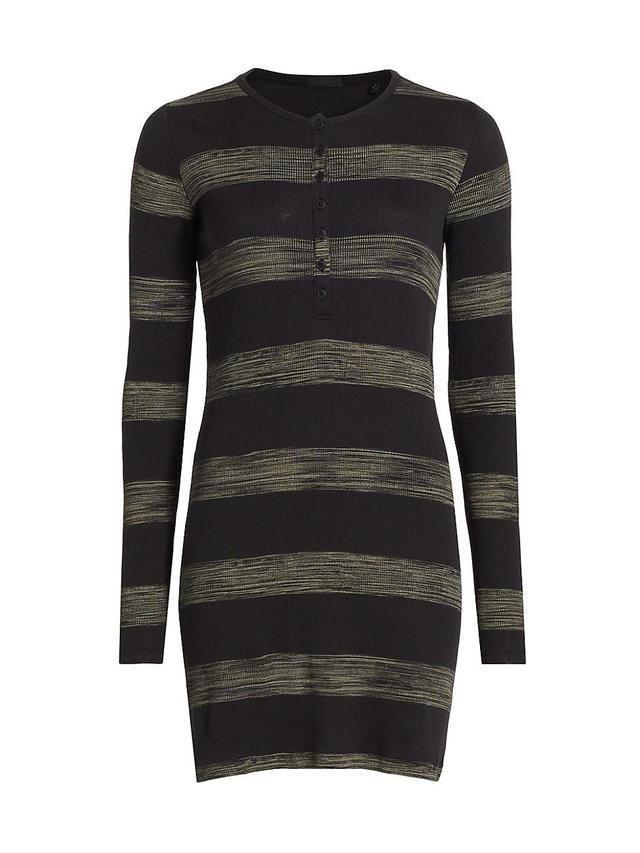 Womens Rib-Knit Henley Minidress Product Image