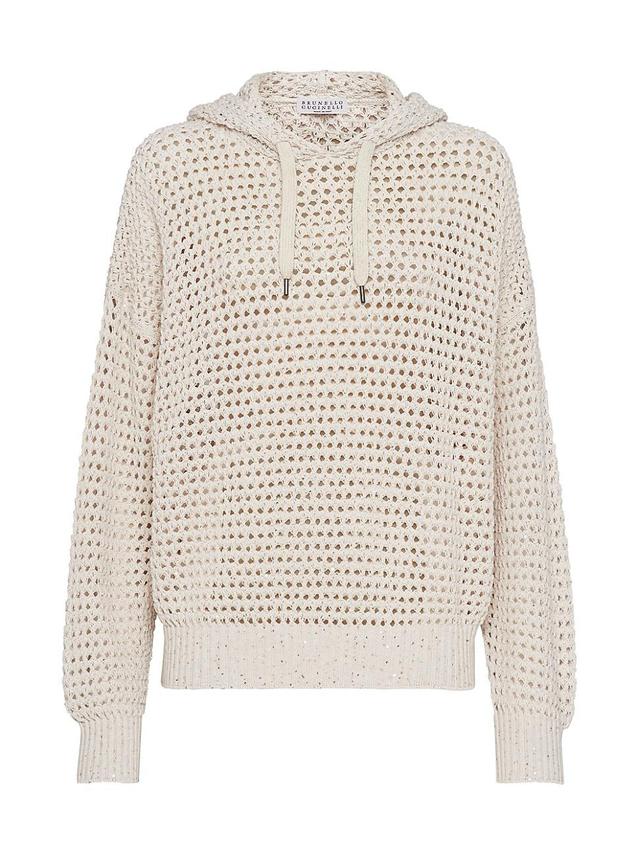 Womens Cotton Dazzling Net Hooded Sweater Product Image