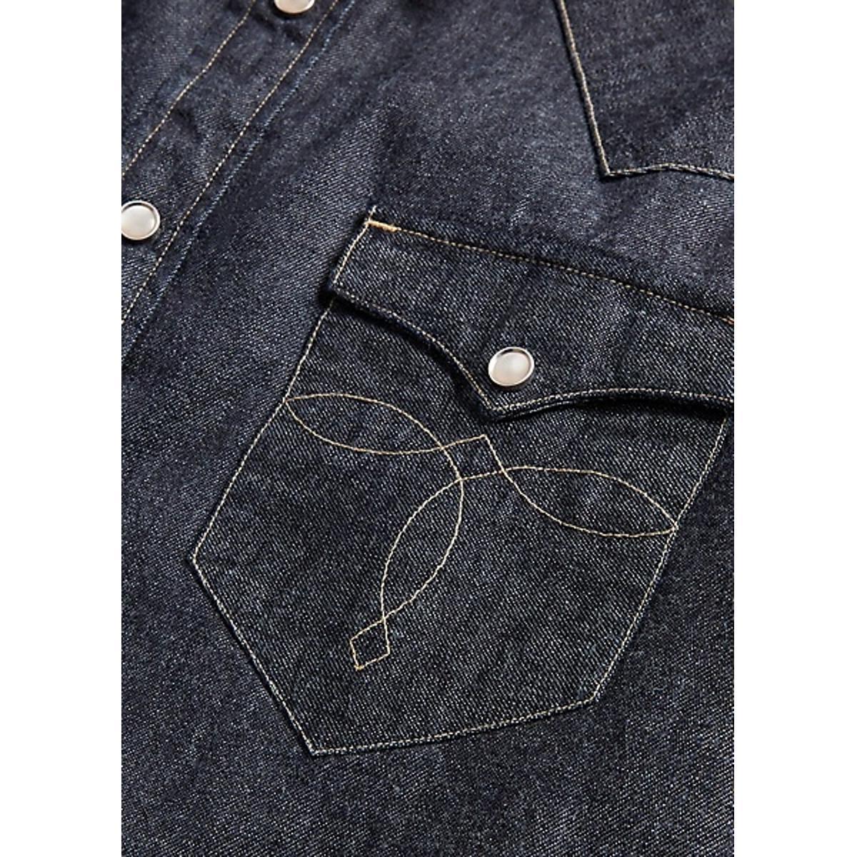 Slim Fit Denim Western Shirt Rinse Product Image