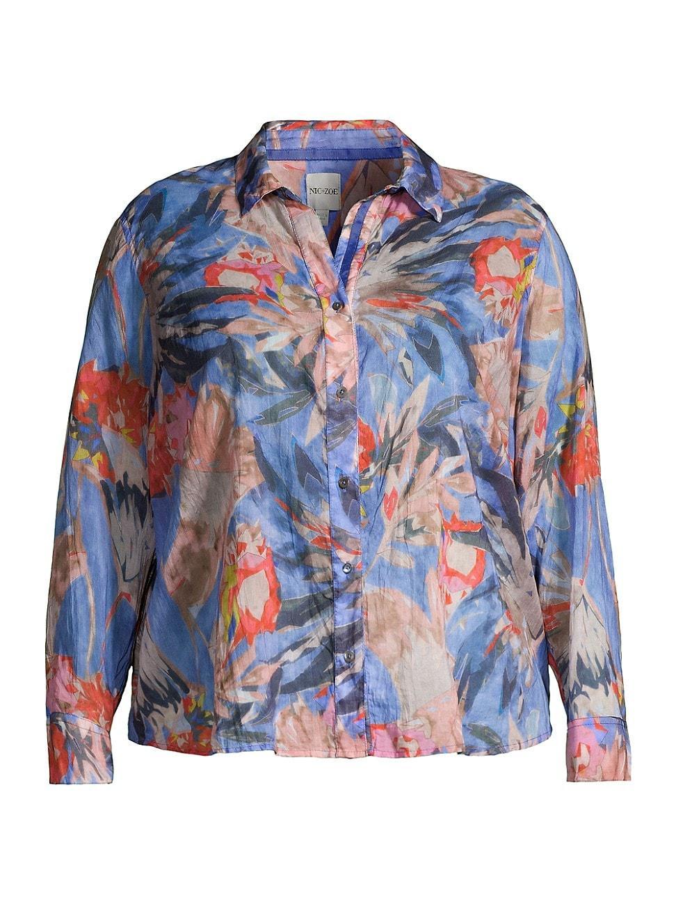 Womens Dreamscape Printed Crinkle Cotton Button-Front Shirt Product Image