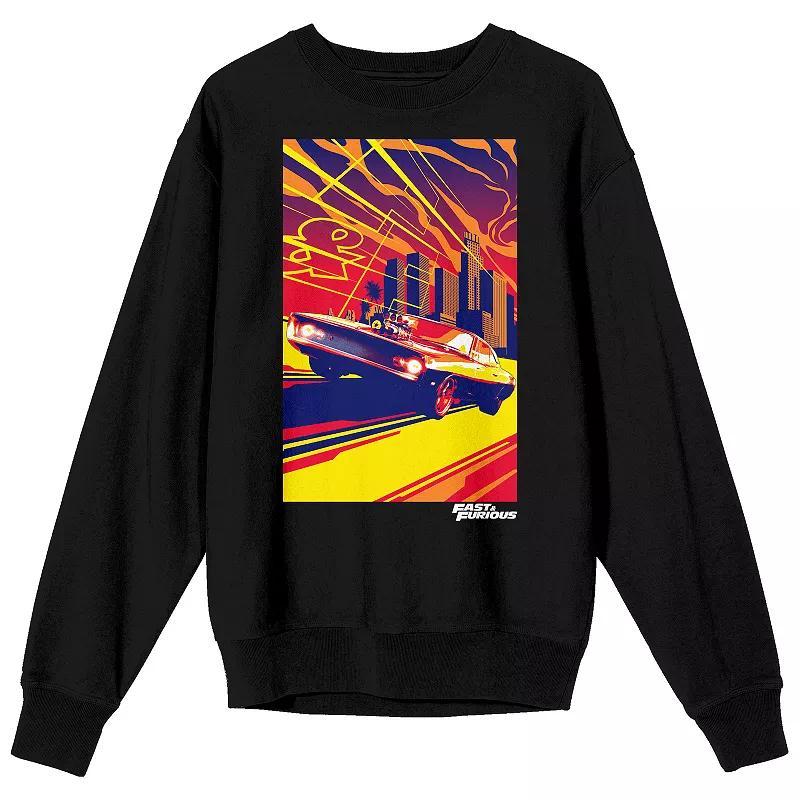 Mens Fast & Furious Dodge Challenger & Skyscrapers Sweatshirt product image