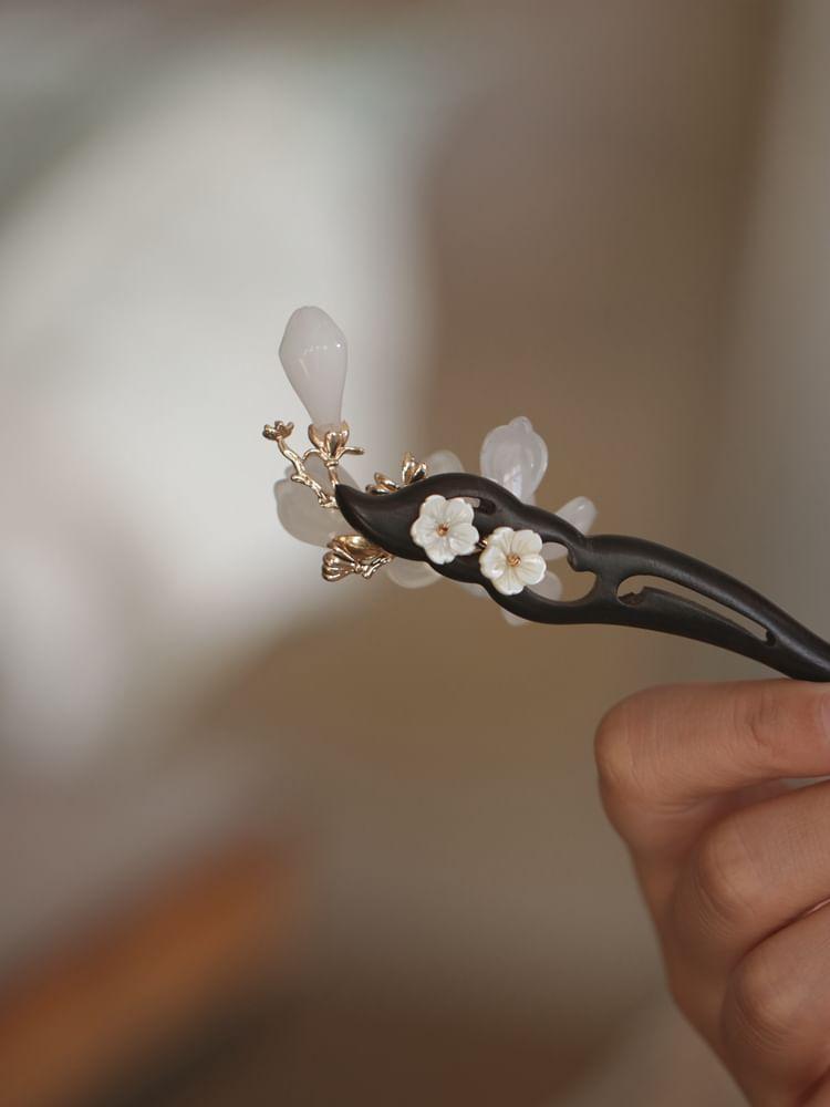 Floral Glass Wooden Hair Stick Product Image