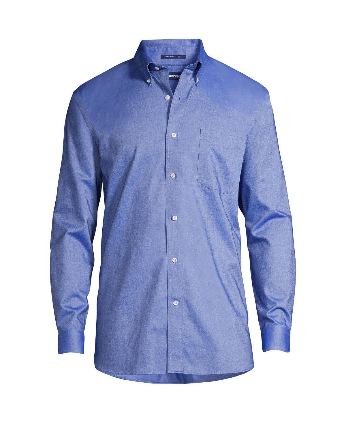 Lands End Mens Tailored Fit No Iron Solid Supima Cotton Oxford Dress Shirt Product Image