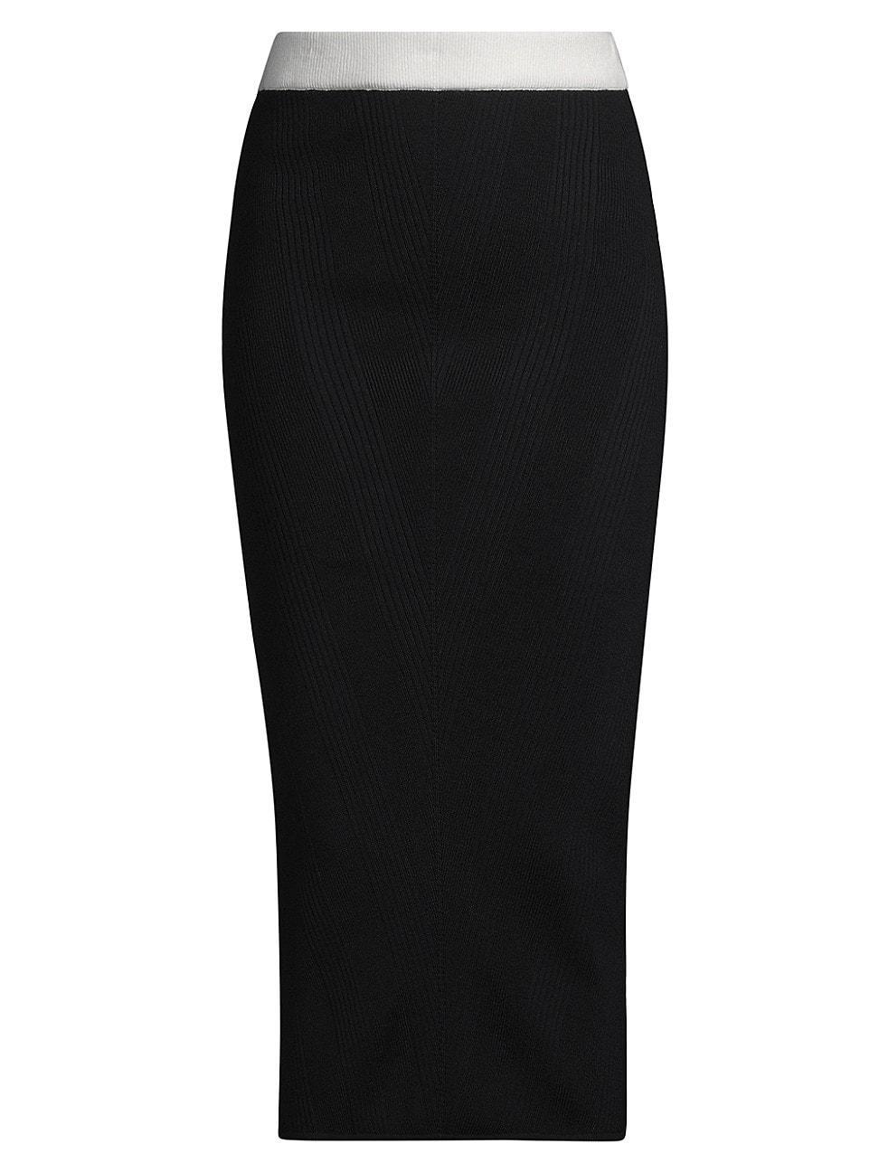 Womens Rib-Knit Wool Midi-Skirt product image