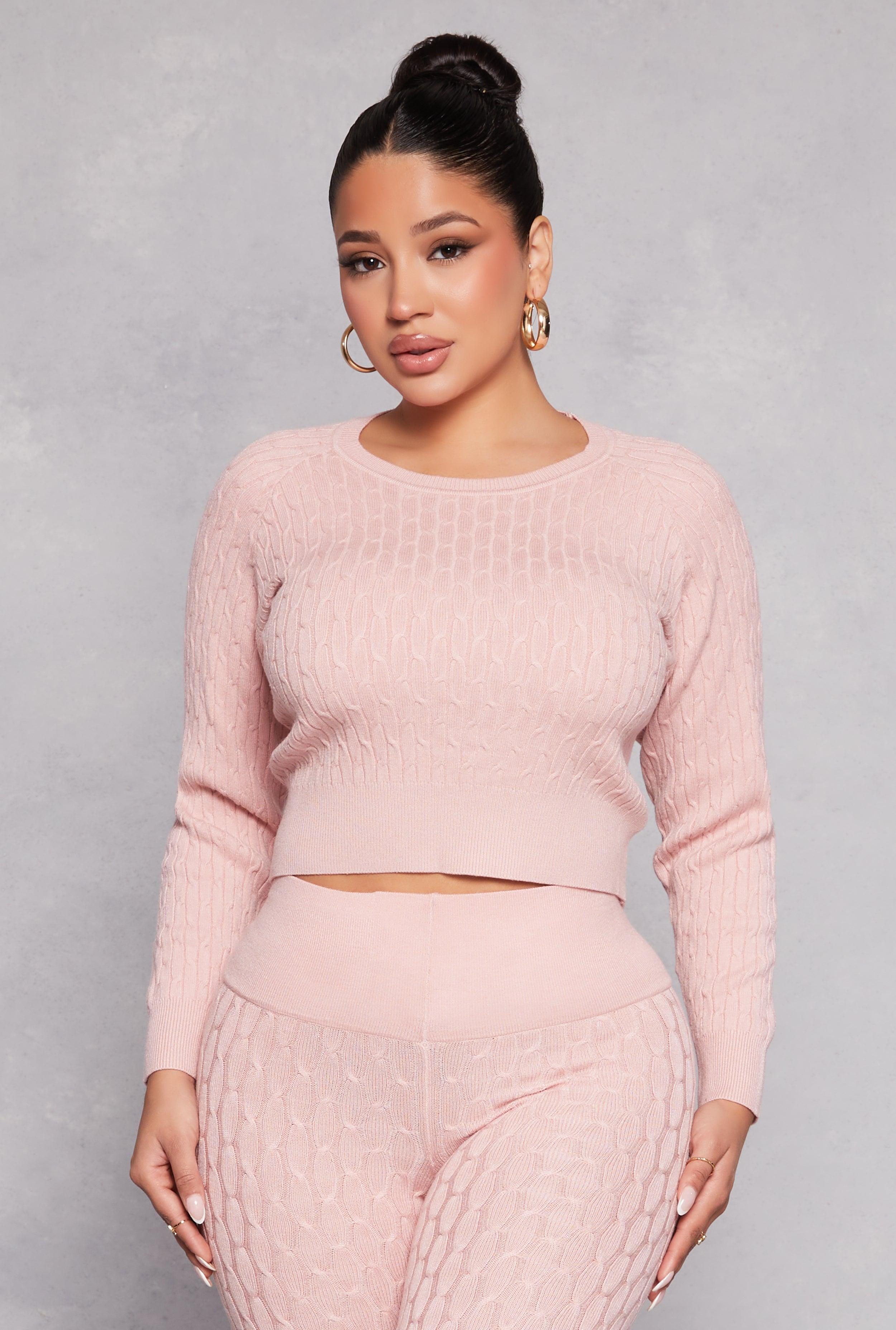 Womens Daisy Cable Knit Cropped Sweater Product Image