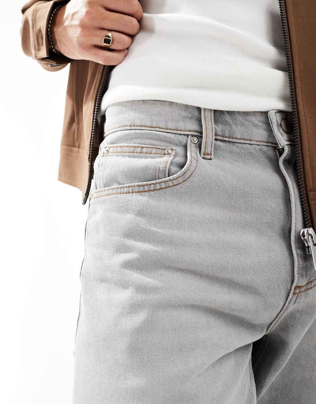 ASOS DESIGN tapered fit jeans in light gray Product Image