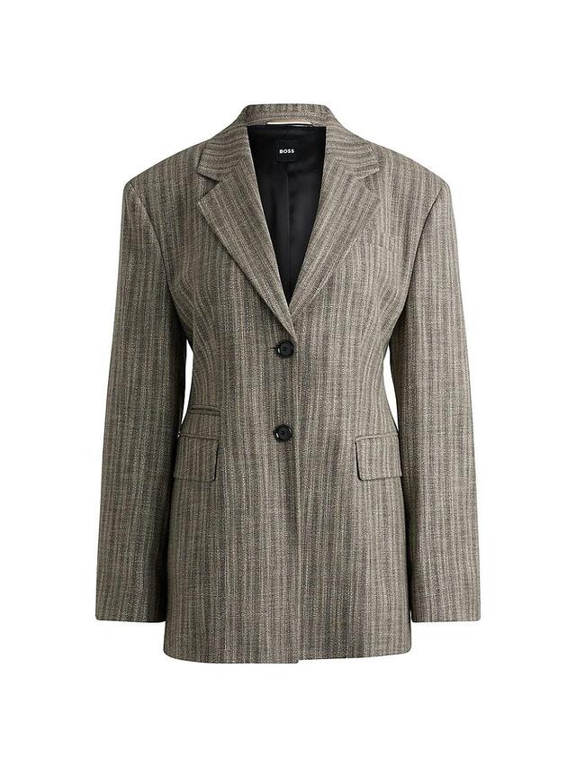 Womens Slim-Fit Jacket in Striped Stretch Cloth Product Image