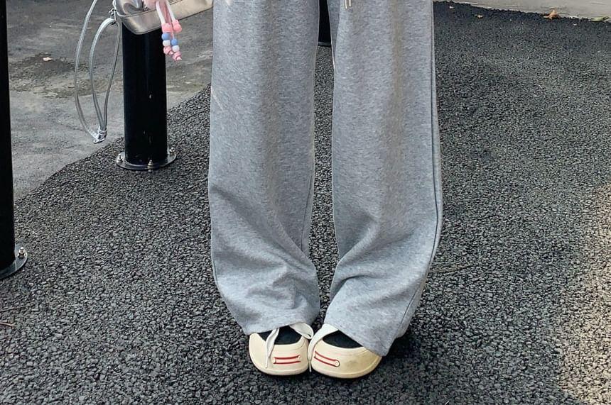 Drawstring Waist Wide Leg Sweatpants Product Image