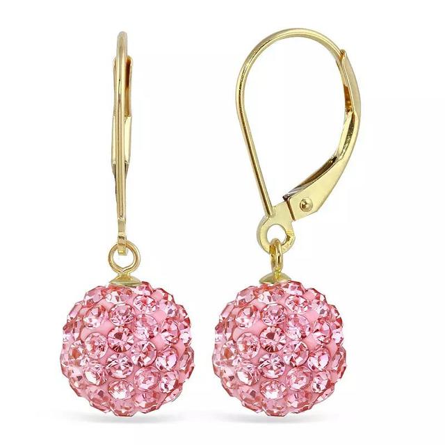 14k Crystal Fireball Drop Earrings, Womens, Pink Product Image