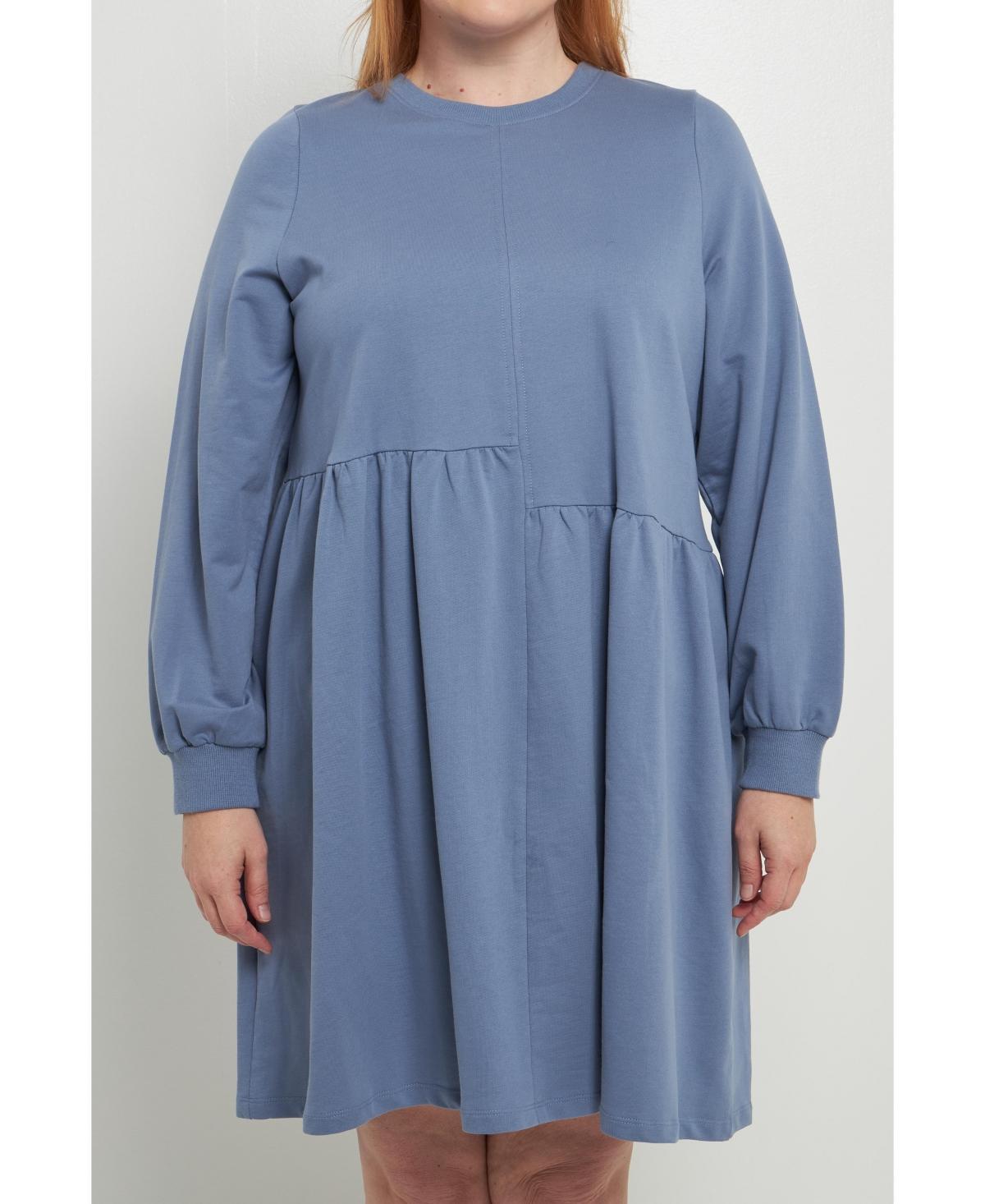 English Factory Plus Size Knit Unbalanced Seam Dress Product Image