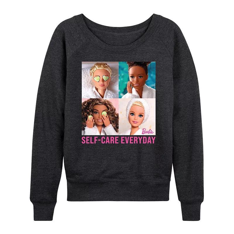 Womens Barbie Self Care Everyday Lightweight French Terry Sweatshirt, Girls Grey Indigo Product Image