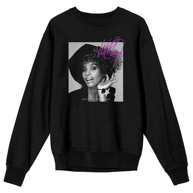 Mens Whitney Houston Grayscale Long Sleeve Graphic Tee Product Image