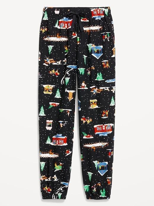 High-Waisted Flannel Pajama Joggers Product Image