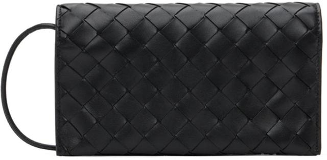 BOTTEGA VENETA Black Wallet On Strap Bag In 8425 Black/gold Product Image