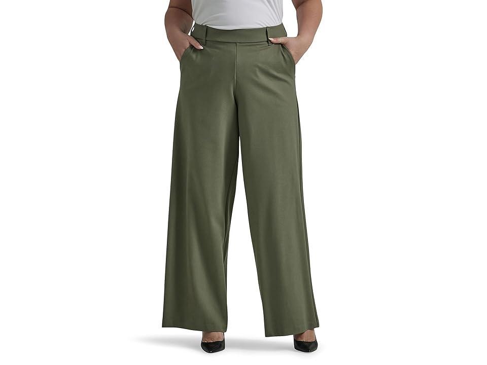 Plus Size Lee Ultra Lux Comfort Any Wear Wide Leg Pull-On Pants, Womens Green Grove Product Image