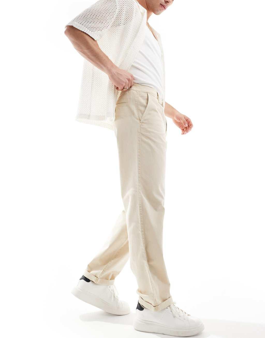 ASOS DESIGN relaxed chinos in washed ecru Product Image