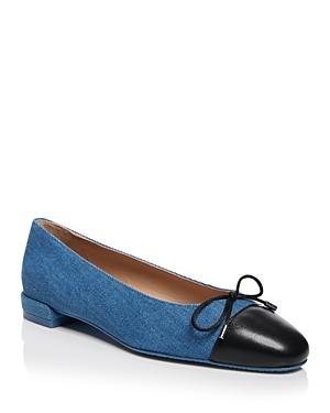 Stuart Weitzman Sleek Cap Toe Bow Flat Product Image