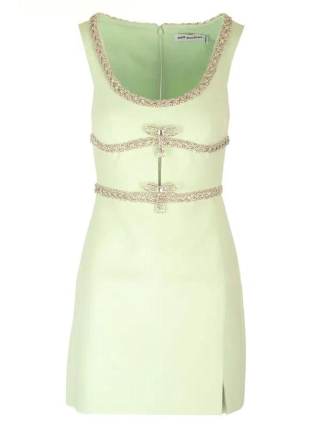 Mini Dress With Diamond Bow In Green Product Image