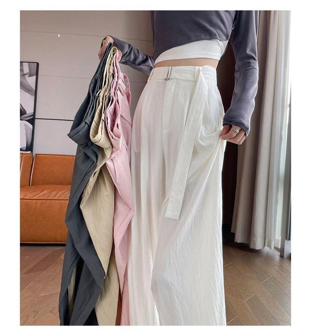 High Rise Plain Wide Leg Suit Pants (Various Designs) Product Image