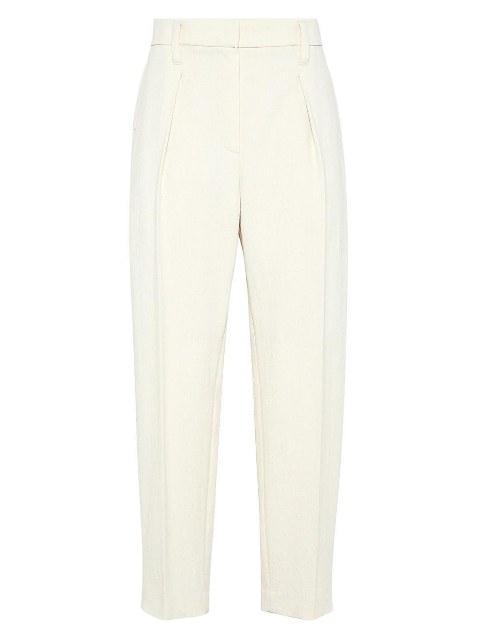 Womens Cotton and Virgin Wool Techno Gabardine Slouchy Trousers with Monili product image