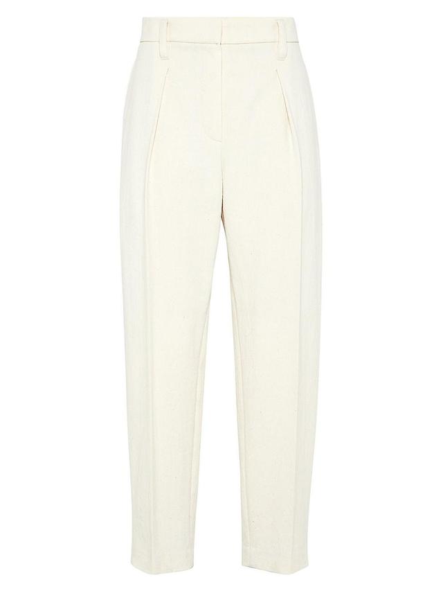 Womens Cotton And Virgin Wool Techno Gabardine Slouchy Trousers With Monili Product Image