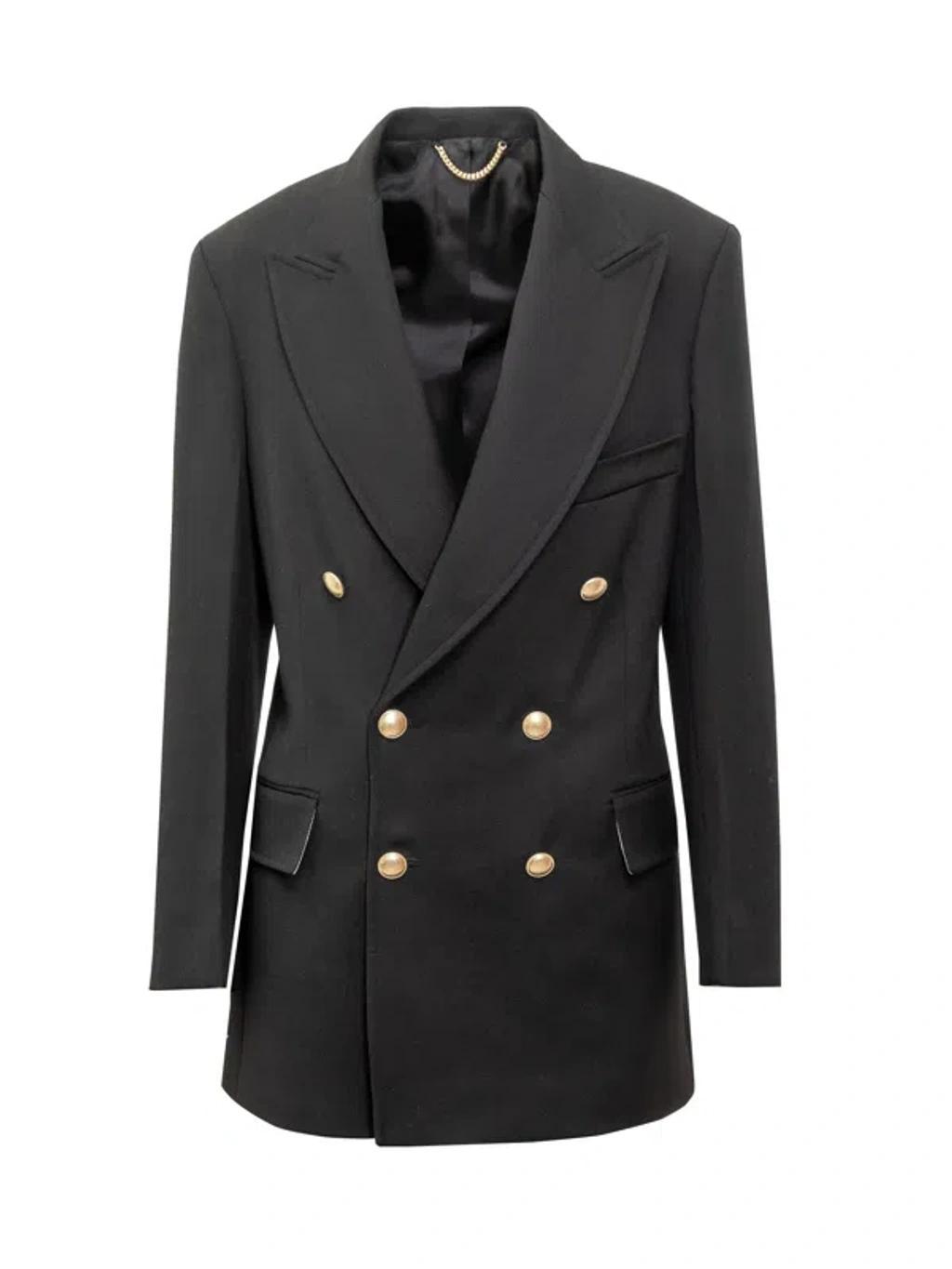 Peak-lapels Double-breasted Blazer In Black Product Image