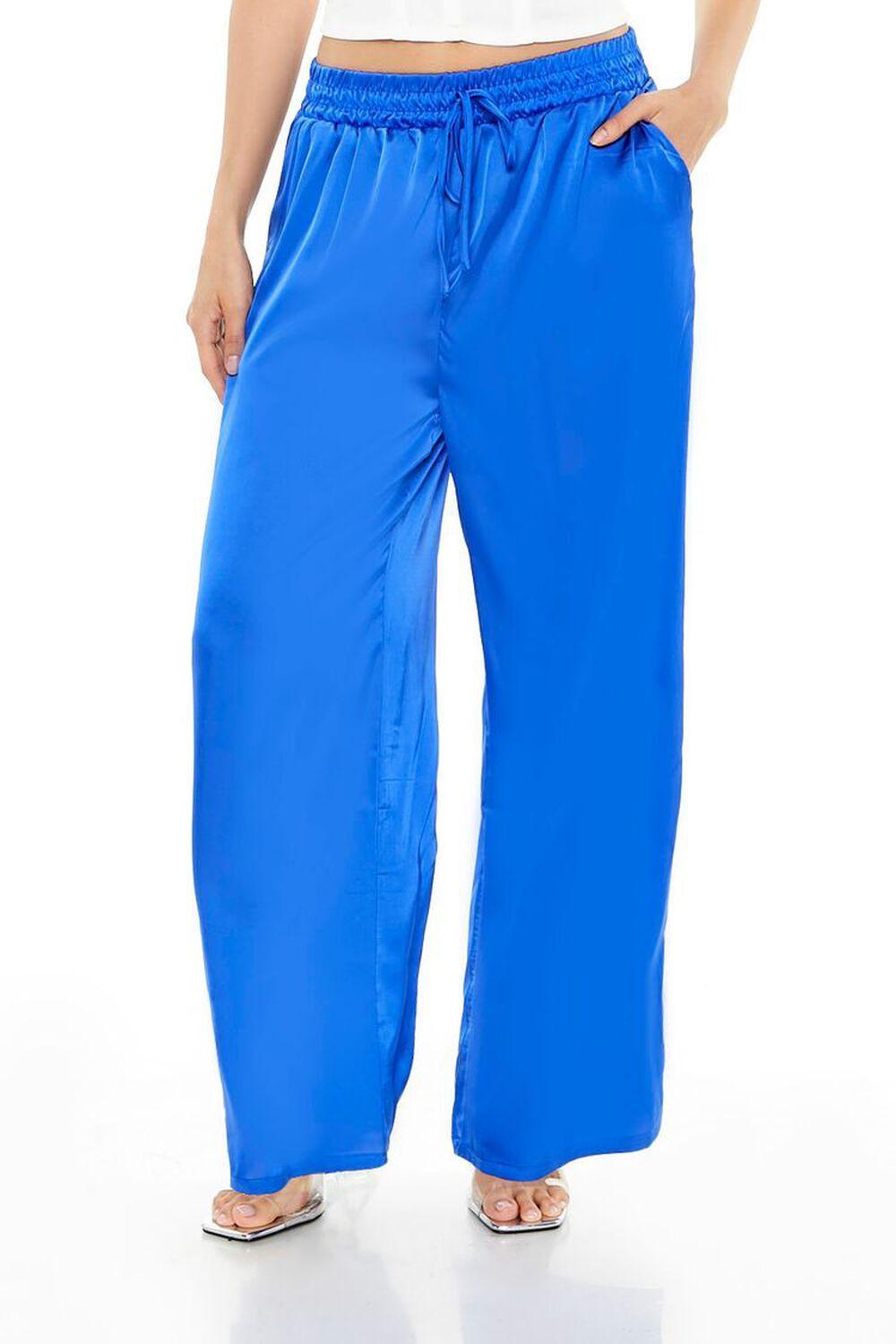 Satin Wide-Leg Drawstring Pants | Forever 21 Product Image