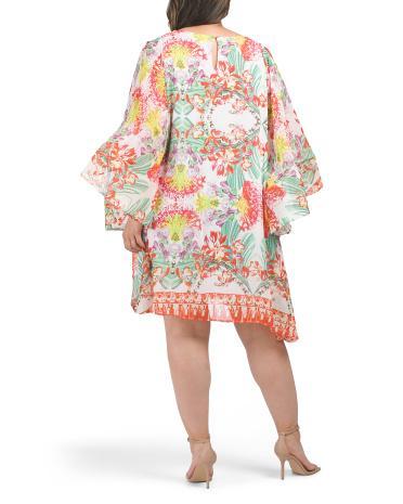 Lined Georgette Dress With Split Sleeves for Women | Polyester Product Image