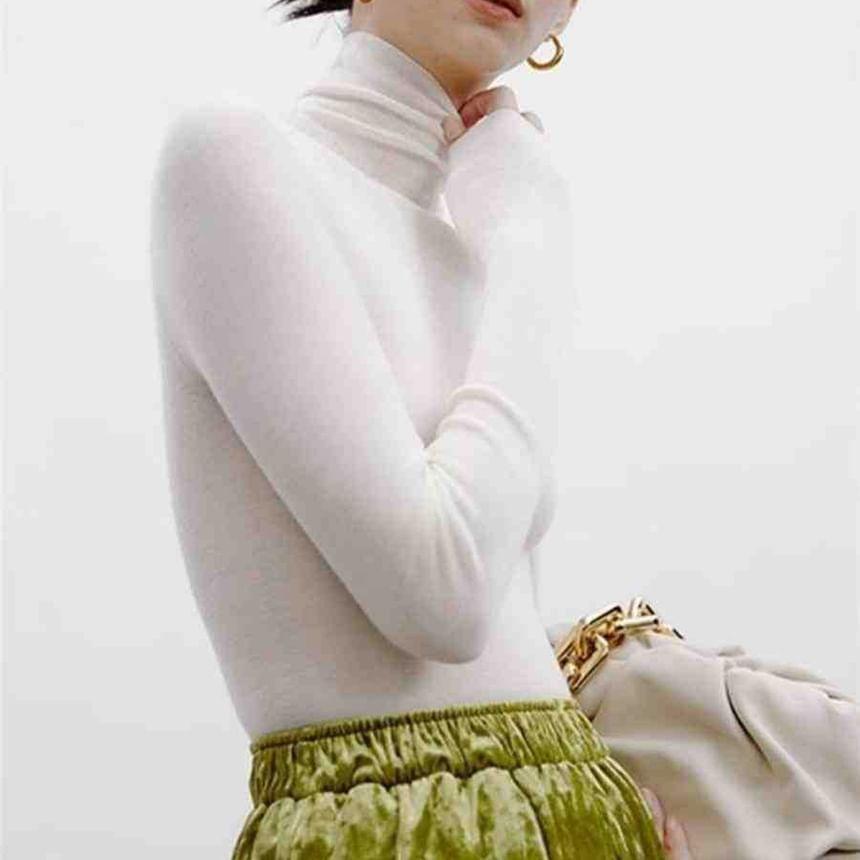 Turtleneck Plain Knit Top in 12 Colors Product Image