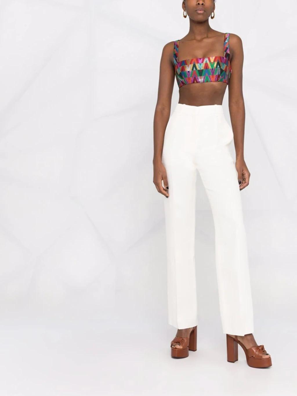 High-waisted Straight-leg Trousers In White Product Image