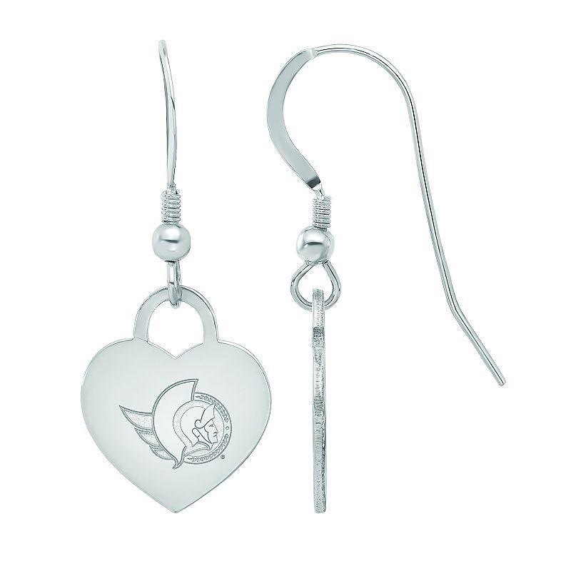 LogoArt Sterling Silver Ottawa Senators Heart Drop Earrings, Womens Product Image