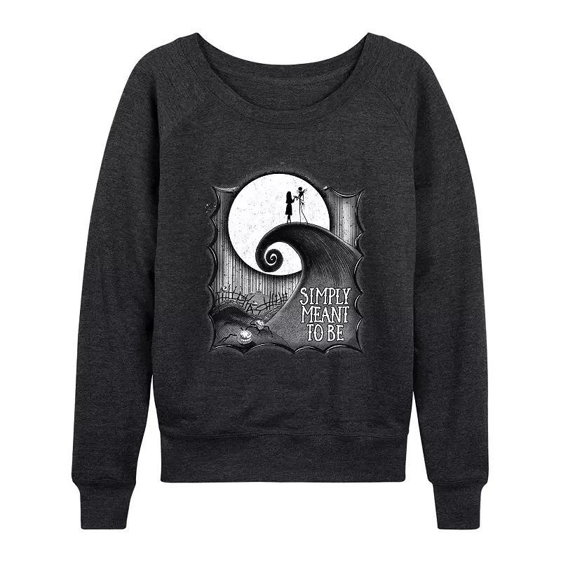 Disneys Nightmare Before Christmas Jack & Sally Womens Simply To Be Lightweight French Terry Sweatshirt Heather Grey Product Image