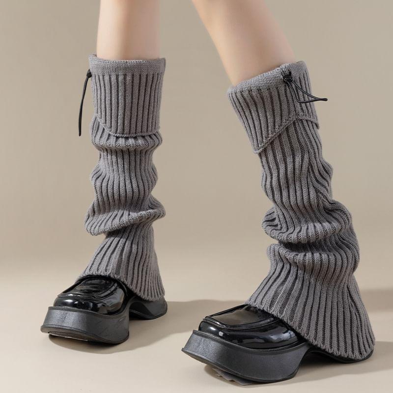 Drawstring Ribbed Knit Leg Warmers Product Image