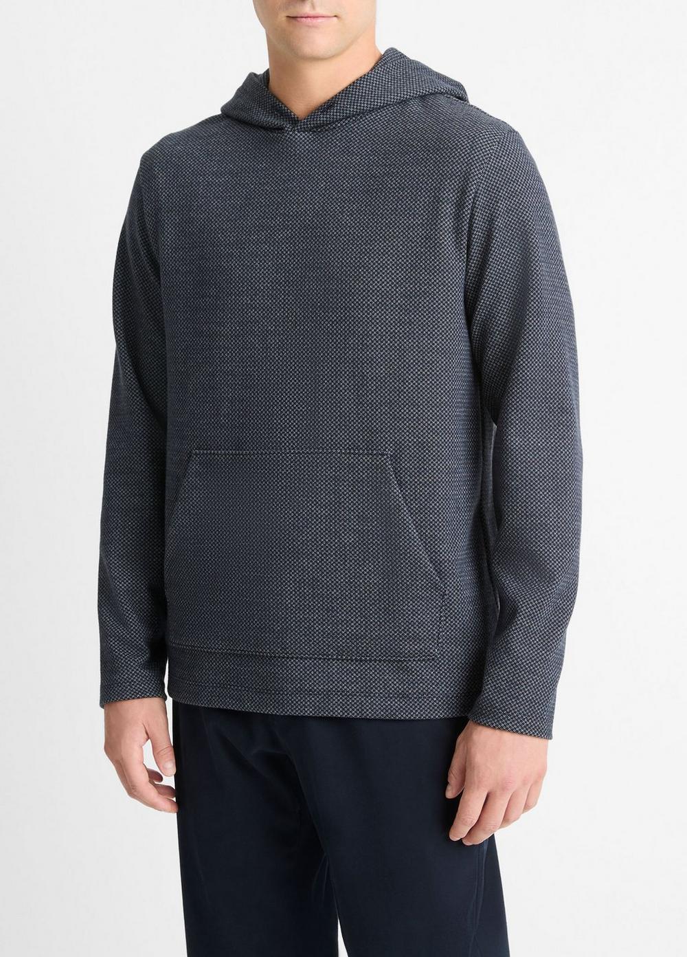 Mens Crosshatch Birdseye Cotton-Blend Hoodie, Coastal/medium Heather Grey, Size M Vince Product Image