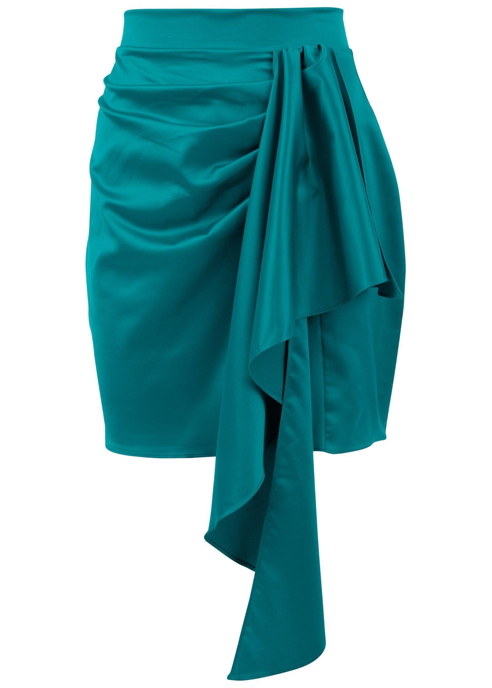 Ruffle Detail Mini Skirt - Teal Product Image