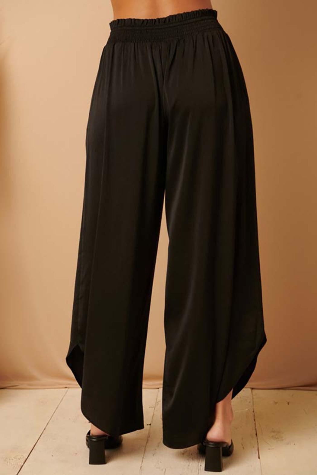 SMOCKING WAIST BAND WIDE LEG PANTS Female Product Image