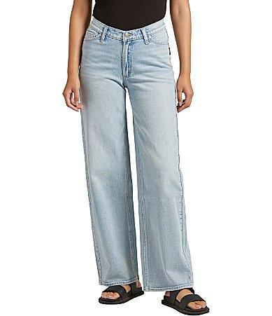 Silver Jeans Co. V-Front Mid-Rise Wide Leg Jeans L28944RCS141 (Indigo) Women's Jeans Product Image