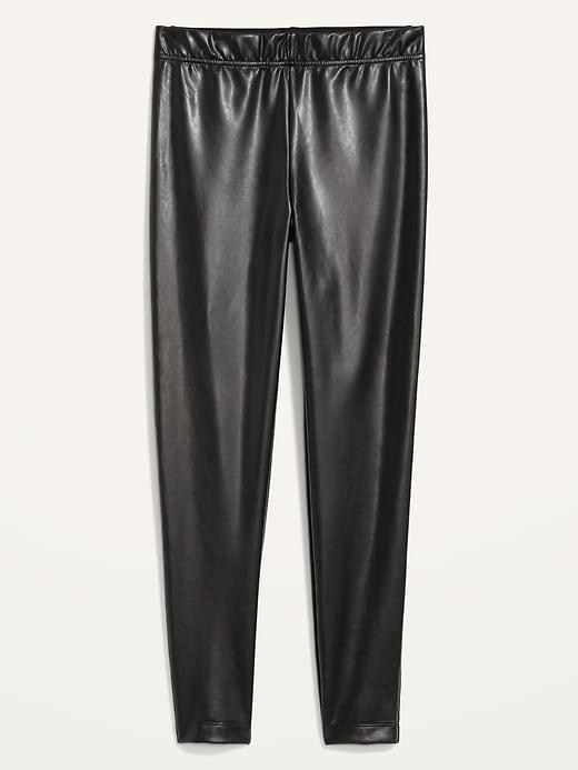 High-Waisted Faux-Leather Front-Panel Leggings Product Image