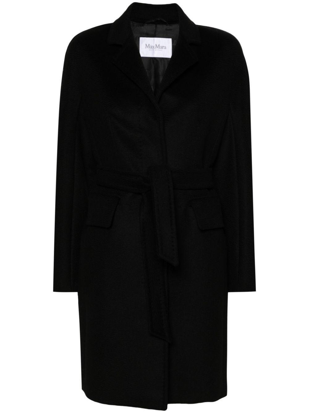 MAX MARA Bingo Belted Camel-hair Coat In Black Product Image