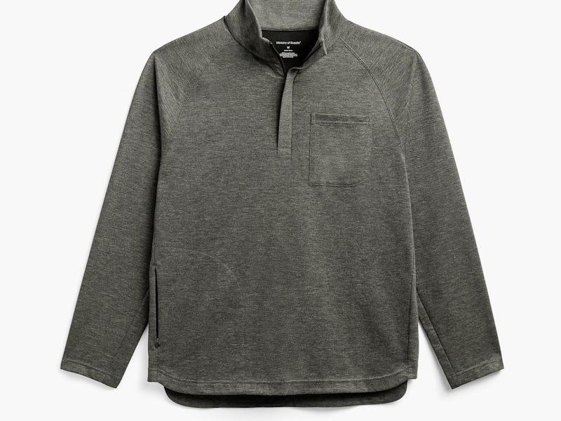 Olive Heather Men's Fusion Double-Knit 1/4 Zip Product Image