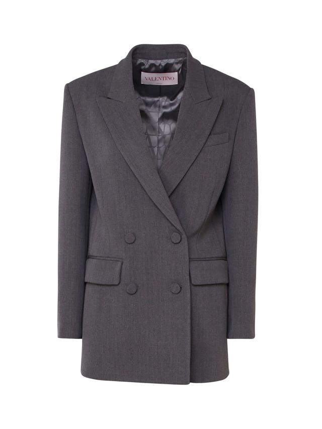 Long Blazer In Virgin Wool In Grey Product Image