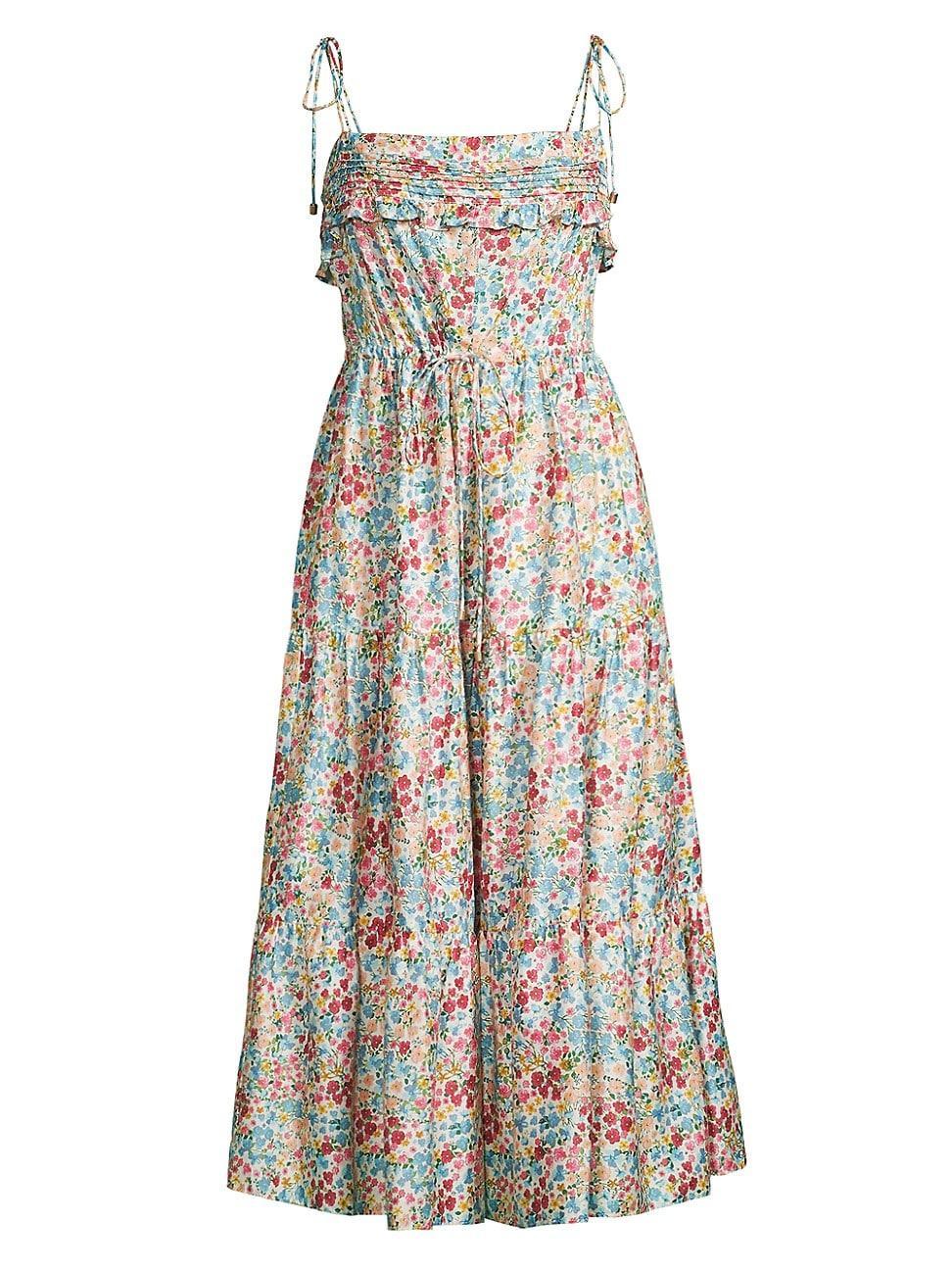 Womens Floral Tie-Strap Midi-Dress Product Image