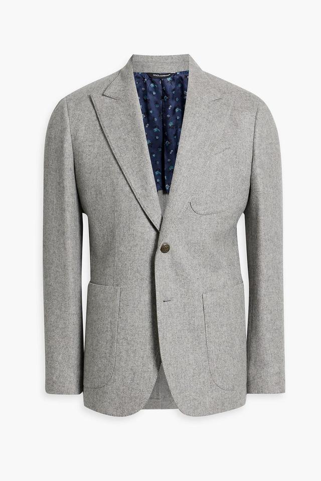 Cashmere-blend Flannel Blazer In Light Gray Product Image