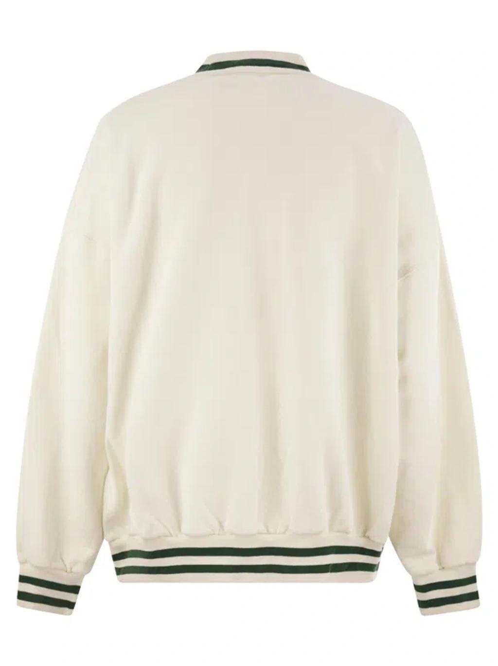 Cotton Blend Sweatshirt With Logo In White/green Product Image